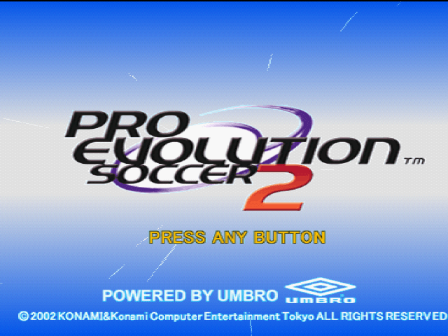 Pro Evolution Soccer 2 title screen for Playstation